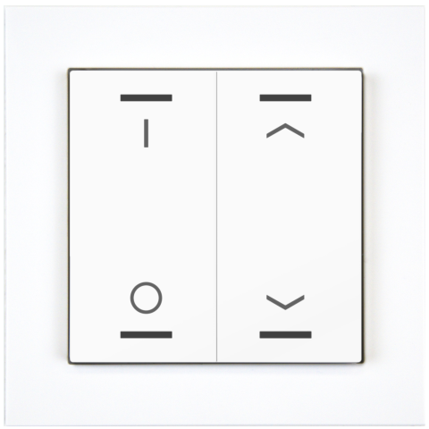 KNX 4tlačítko 55x55 mm, RGBW LED, potisk 0/1 a žaluzie, bílá, měření teploty