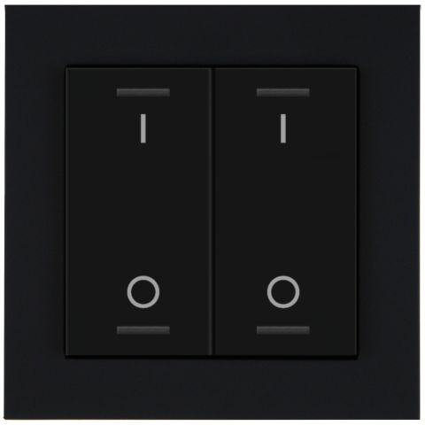 KNX 4tlačítko 55x55 mm, RGBW LED, potisk 0/1, matná černá