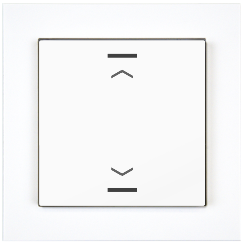KNX 2tlačítko 55x55 mm, RGBW LED, potisk žaluzie, bílá, měření teploty