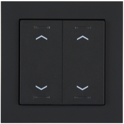 KNX 4tlačítko 55x55 mm, RGBW LED, potisk žaluzie, matná černá, měření teploty