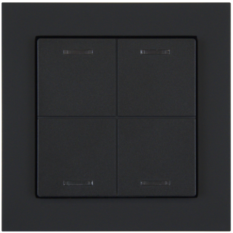 KNX 4tlačítko 55x55 mm, RGBW LED, matná černá