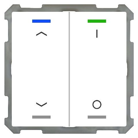 KNX 4tlačítko 63x63 mm, RGBW LED, potisk žaluzie a 0/1, bílá, měření teploty