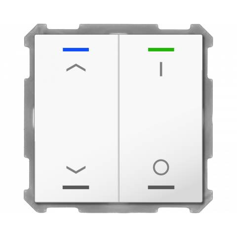 KNX 4tlačítko 63x63 mm, RGBW LED, potisk žaluzie a 0/1, bílá