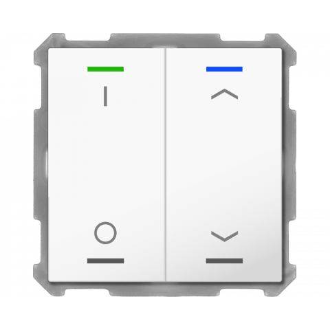 KNX 4tlačítko 63x63 mm, RGBW LED, potisk 0/1 a žaluzie, bílá