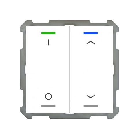 KNX 4tlačítko 63x63 mm, RGBW LED, potisk 0/1 a žaluzie, bílá, měření teploty