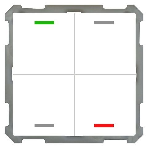 KNX 4tlačítko 63x63 mm, RGBW LED, bílá, měření teploty