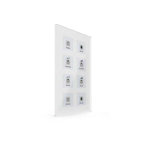 Skleněné KNX 8tlačítko, bílá