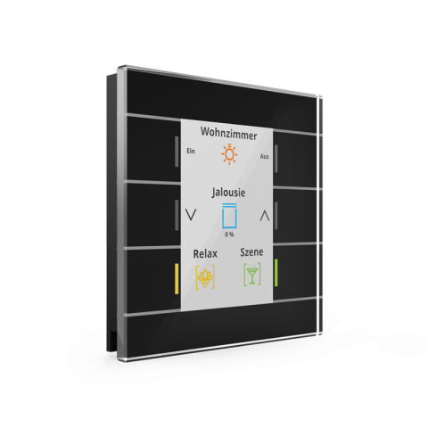 Skleněný KNX ovladač s barevným displejem, černý