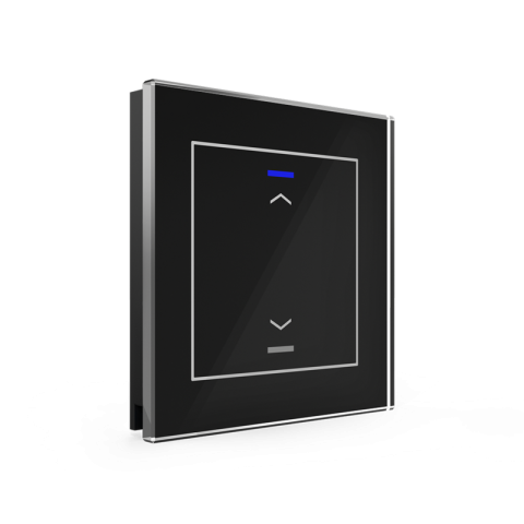Skleněné KNX 2tlačítko, RGBW LED, potisk žaluzie, černá
