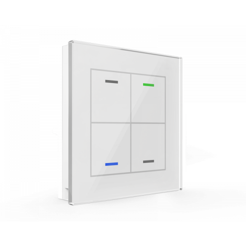 Skleněné KNX 4tlačítko, RGBW LED, bílá, měření teploty