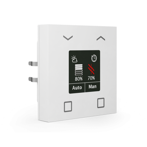 KNX 4tlačítko 55x55 mm s displejem a ovládáním žaluzií, bílá
