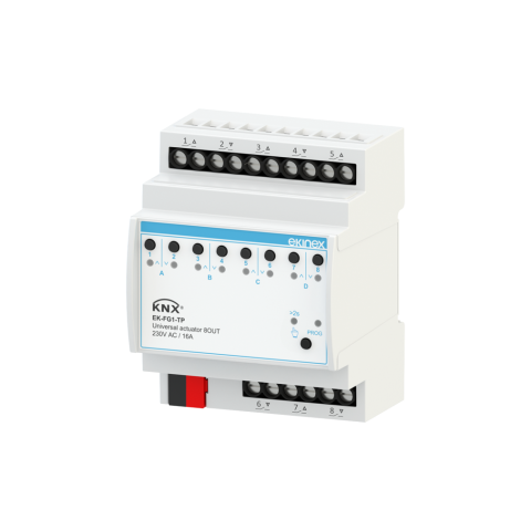 KNX univerzální aktor řady AEVO, 8 výstupů, 8 vstupů, 4M