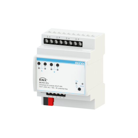 KNX univerzální aktor řady AEVO, 4 výstupy, 4 vstupy, 4M