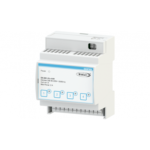 DALI stmívač 90–230V AC 4 kanály, na DIN lištu