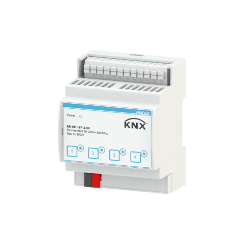 KNX stmívač 90–230V AC 4 kanály, na DIN lištu