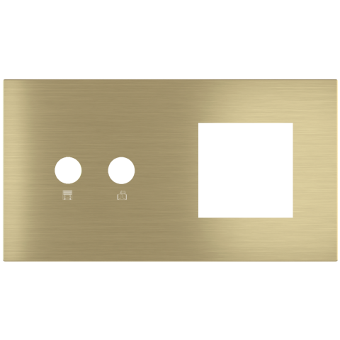 Magnetic plate 2-fold for 2-rocker push button + (45x45 mm window) Proxima series Metal Brass + cust