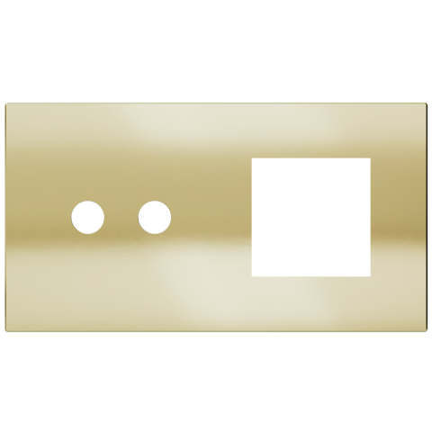 Magnetic plate 2-fold for 2-rocker push button + (45x45 mm window) Proxima series Metal Champagne