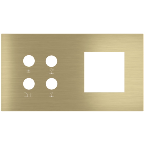 Magnetic plate 2-fold for 4-rocker push button + (45x45 mm window) Proxima series Metal Brass + cust