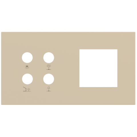 Magnetic plate 2-fold for 4-rocker push button + (45x45 mm window) Proxima series Metal Beige Luxor