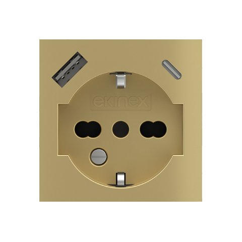 2 USB port (Type A+TypeC) painted Square Cover IT socket (55x55) Metal Brass 26