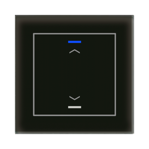 Skleněné KNX 2tlačítko, RGBW LED, potisk žaluzie, černé, Secure