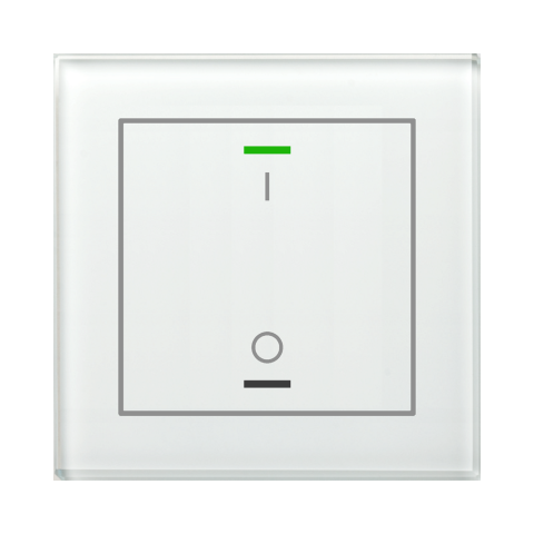 Skleněné KNX 2tlačítko, RGBW LED, potisk 0/1, měření teploty, bílé, Secure