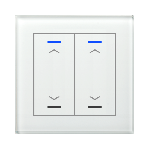 Skleněné KNX 4tlačítko, RGBW LED, potisk žaluzie, bílé, Secure