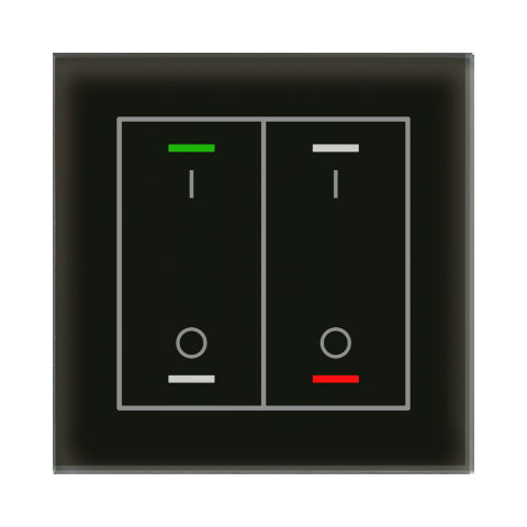 Skleněné KNX 4tlačítko, RGBW LED, potisk 0/1, měření teploty, černé, Secure