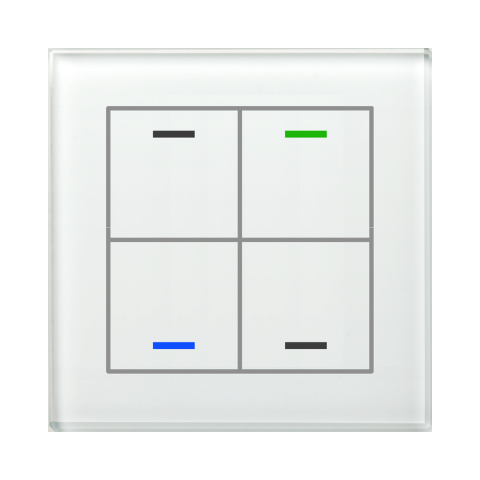 Skleněné KNX 4tlačítko, RGBW LED, bílé, Secure