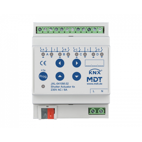 Žaluziový aktor pro 4 motory, 4M, 10A, 230VAC, s měřením délky jízdy
