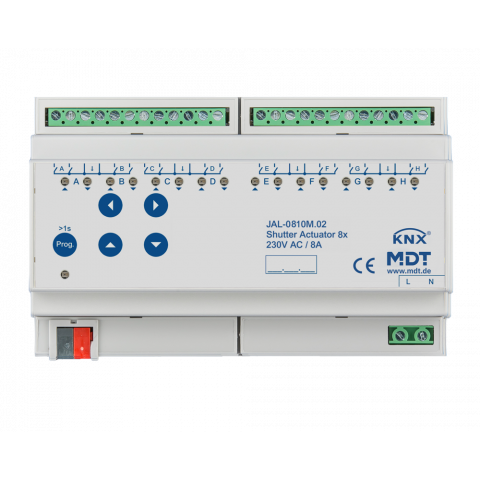 Žaluziový aktor pro 8 motorů, 8M, 10A, 230VAC, s měřením délky jízdy