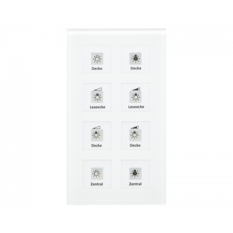 KNX RF+ skleněné 8tlačítko Plus vč. aktoru, bílé