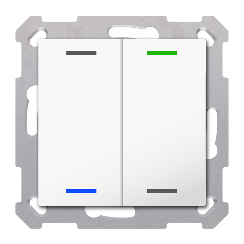 KNX RF+ 4tlačítko 55x55 mm, 2 výstupy, teplota, bílé, Secure