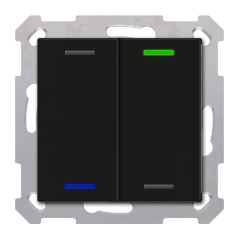 KNX RF+ 4tlačítko 55x55 mm, 2 výstupy, teplota, černé, Secure