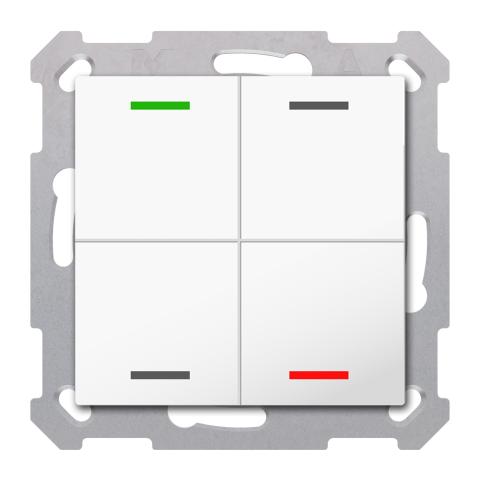KNX RF+ 4tlačítko 55x55 mm, 2 výstupy, teplota, bílé, Secure
