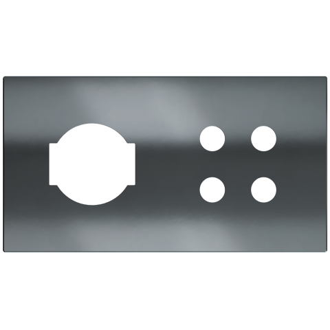 Magnetic plate 2-fold for 4-rocker push button + IT UNEL power socket Proxima series Metal Black Met