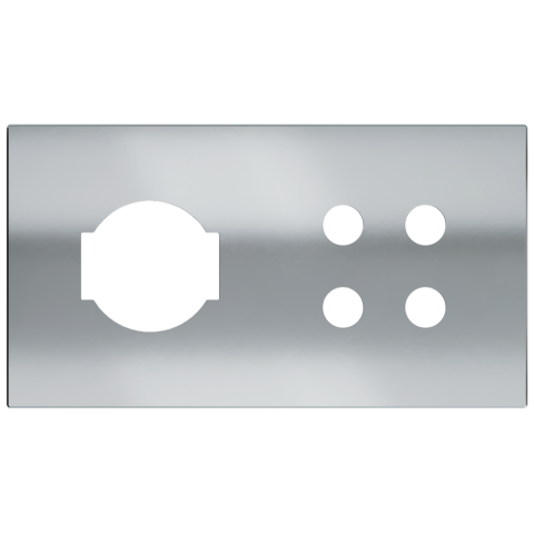 Magnetic plate 2-fold for 4-rocker push button + IT UNEL power socket Proxima series Metal Chrome
