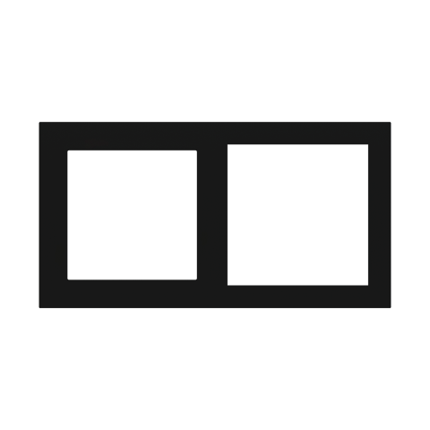 2násobná plastová deska, otvory 55x55 + 60x60 mm, barva Intense Black (GAE)