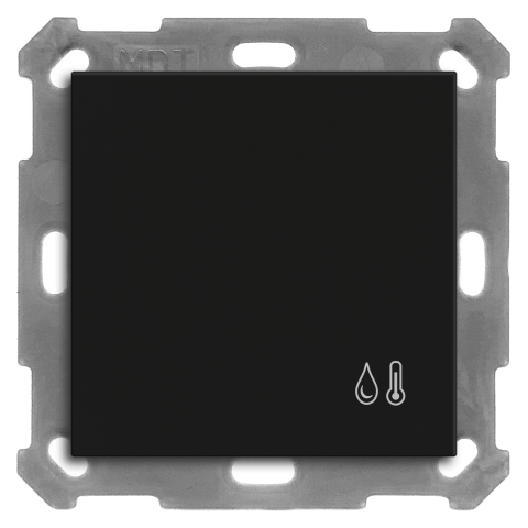 KNX čidlo teploty a vlhkosti vč. regulátoru, 55x55 mm, matná černá