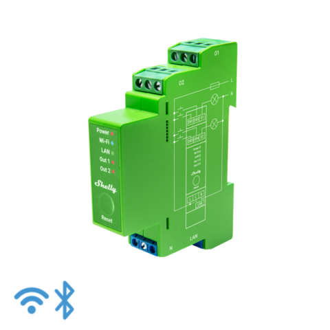 Shelly Pro 2kanálový stmívač na DIN lištu, WiFi, LAN