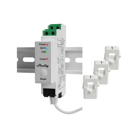 Shelly Pro 3EM 120 A, měřič spotřeby vč. 3 svorek, WiFi, LAN, Matter