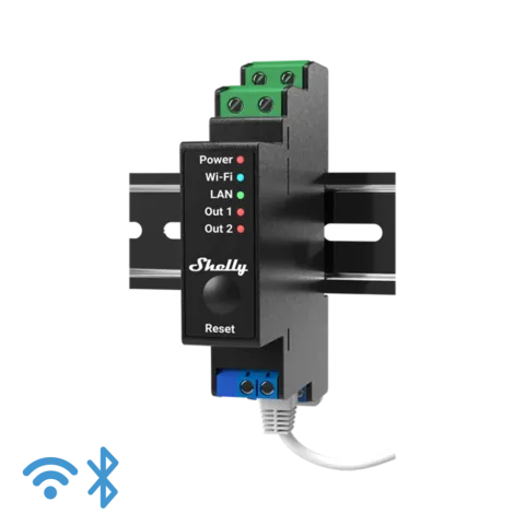 Shelly Pro 2PM, spínací modul 2x 16A na DIN lištu, měření spotřeby, WiFi, LAN