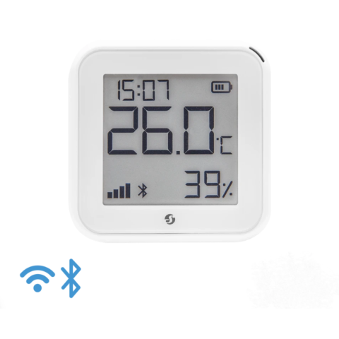 Shelly Gen3 H&T, bateriový snímač teploty a vlhkosti s displejem, WiFi, bílý