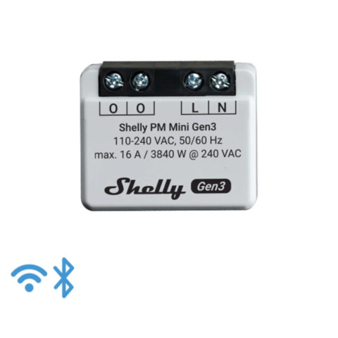 Shelly Gen3 PM Mini, měřič spotřeby, WiFi