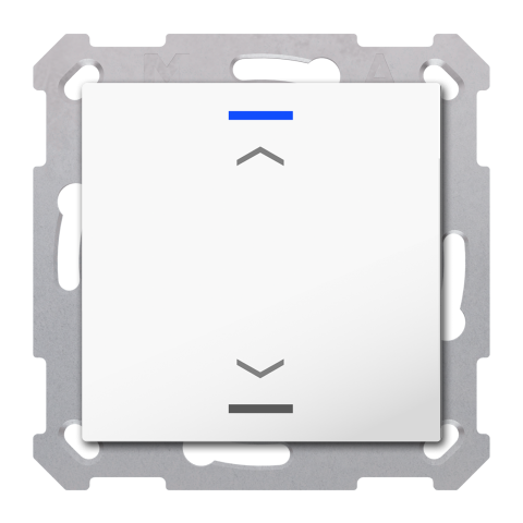 KNX 2tlačítko 55x55 mm, RGBW LED, potisk žaluzie, bílé, Secure
