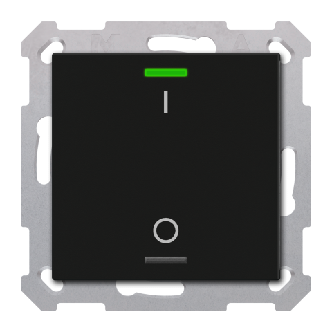 KNX 2tlačítko 55x55 mm, RGBW LED, potisk 0/1, černé, Secure