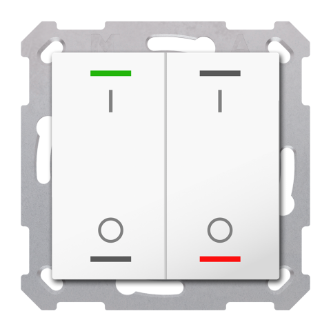 KNX 4tlačítko 55x55 mm, RGBW LED, potisk 0/1, bílé, Secure