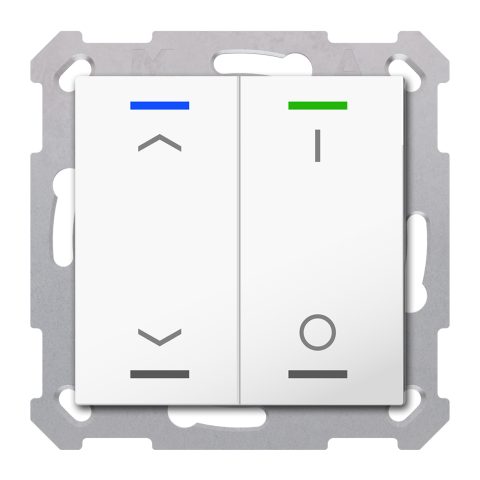 KNX 4tlačítko 55x55 mm, RGBW LED, potisk žal/0/1, bílé, Secure
