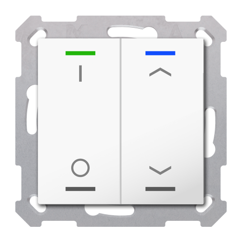 KNX 4tlačítko 55x55 mm, RGBW LED, potisk žal/0/1, bílé, Secure