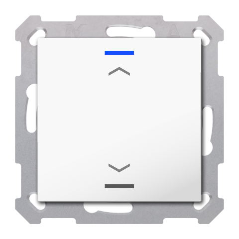 KNX 2tlačítko 55x55 mm, RGBW, měření teploty, potisk žaluzie, bílé, Secure